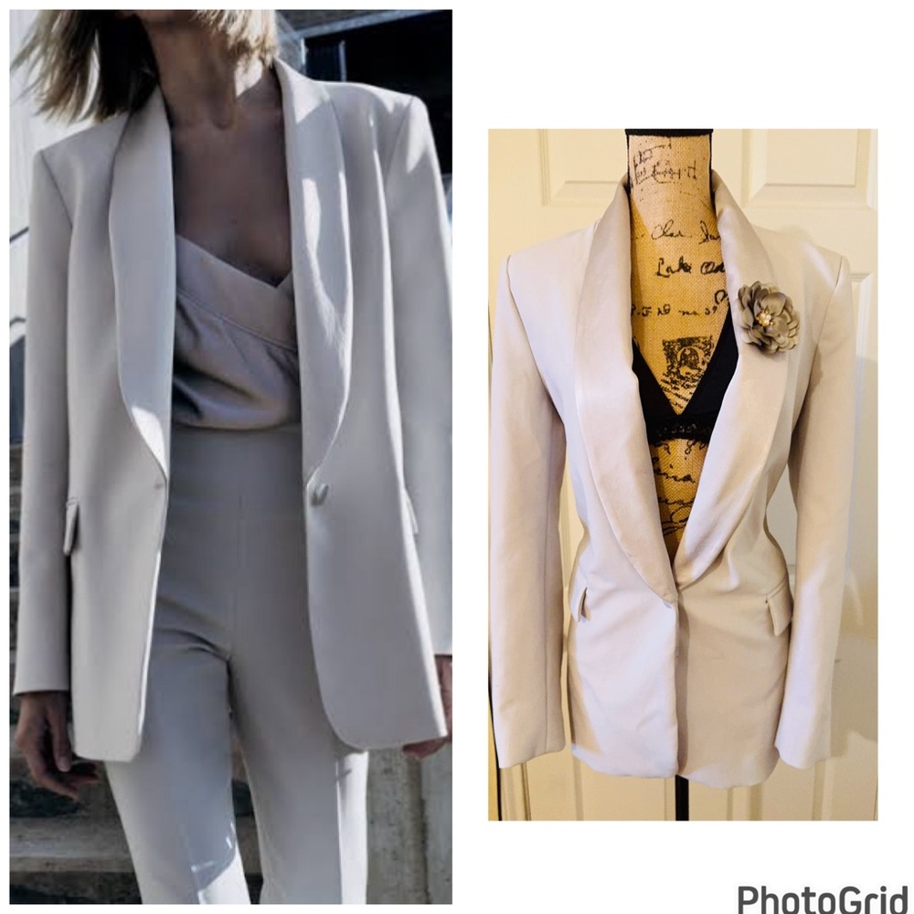 ZARA Flower Detailed Tuxedo Blazer M RARE!